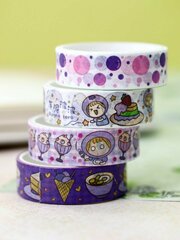 Набор декоративных бумажных скотчей Fruit cartoon purple