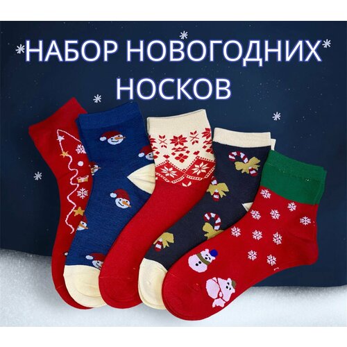 фото Носки , 5 пар, размер 36/41, синий, красный нет бренда