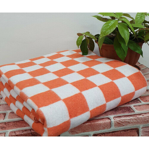 Одеяло байковое 100х140 Оранжевая клетка 100% хлопок