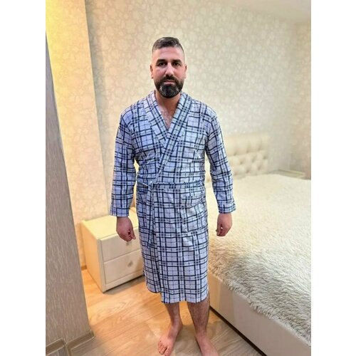фото Халат ларита, размер 50, синий, серый