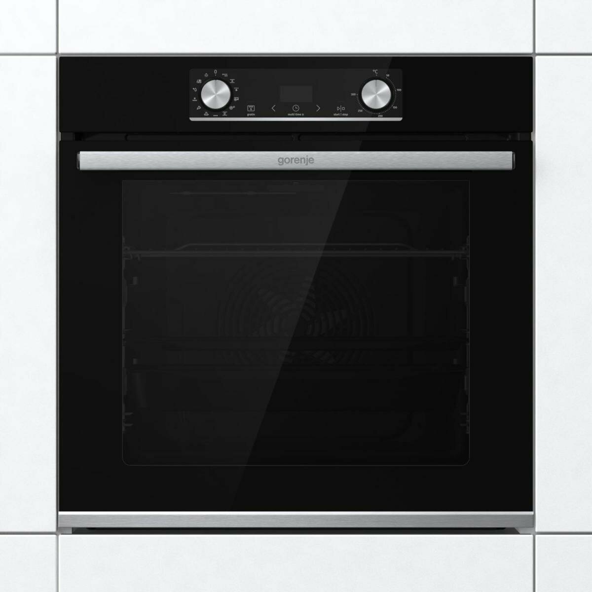 Духовой шкаф Gorenje BOSX6737E09BG, электрический, 77л, встраиваемый, чёрный/нержавеющая сталь — фото 1