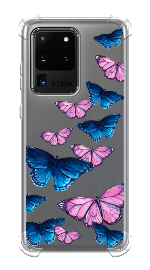 Противоударный силиконовый чехол на Samsung Galaxy S20 Ultra / Самсунг Галакси S20 Ультра с рисунком Полет бабочек