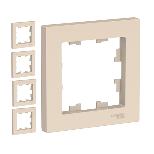Рамка 1-постовая, универсальная, Schneider Electric/Systeme Electric AtlasDesign, бежевый(глянцевый) ATN000201(комплект 5 шт.)