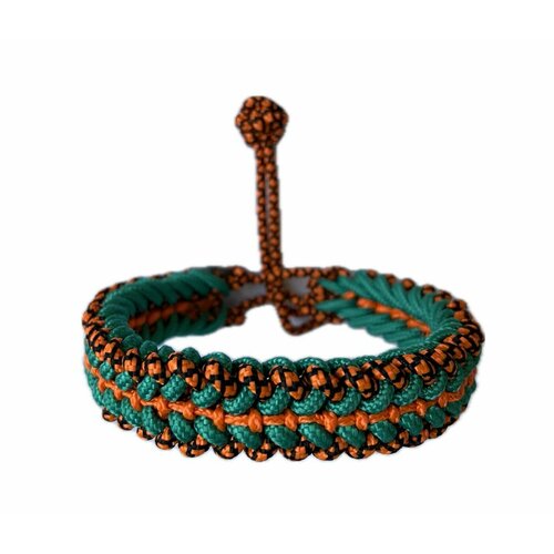 фото Славянский оберег, плетеный браслет "хвост дракона", 1 шт., размер 17 см, размер one size, диаметр 7 см, зеленый, черный sunny street