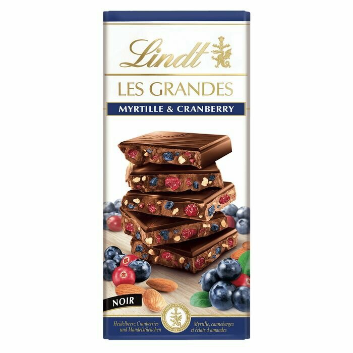 Lindt Les Grandes шоколад с черникой и клюквой 150 гр (Финляндия)