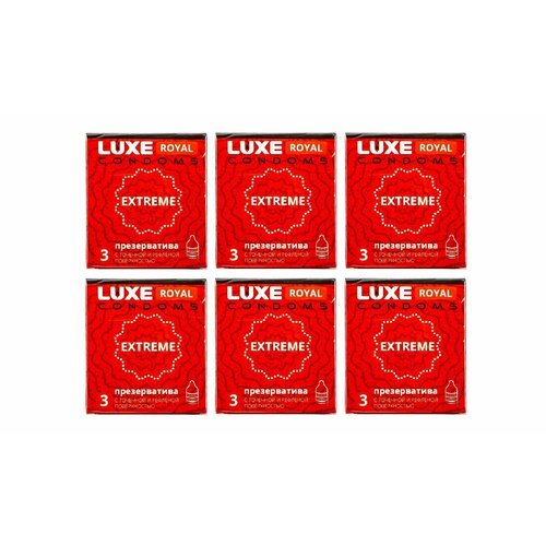 Luxe Royal Презервативы Extreme, с точечной и рифленой поверхностью, 3 штуки, 6 упаковок