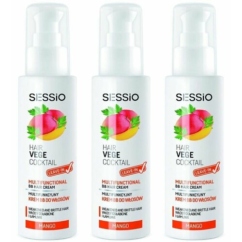 Sessio Мультифункциональный ВВ крем для волос Vege Coctail, 100 мл, 3 шт