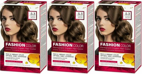 Rubella Стойкая крем-краска для волос Fashion Color 5.3 Медно-коричневый, 50 мл, 3 шт