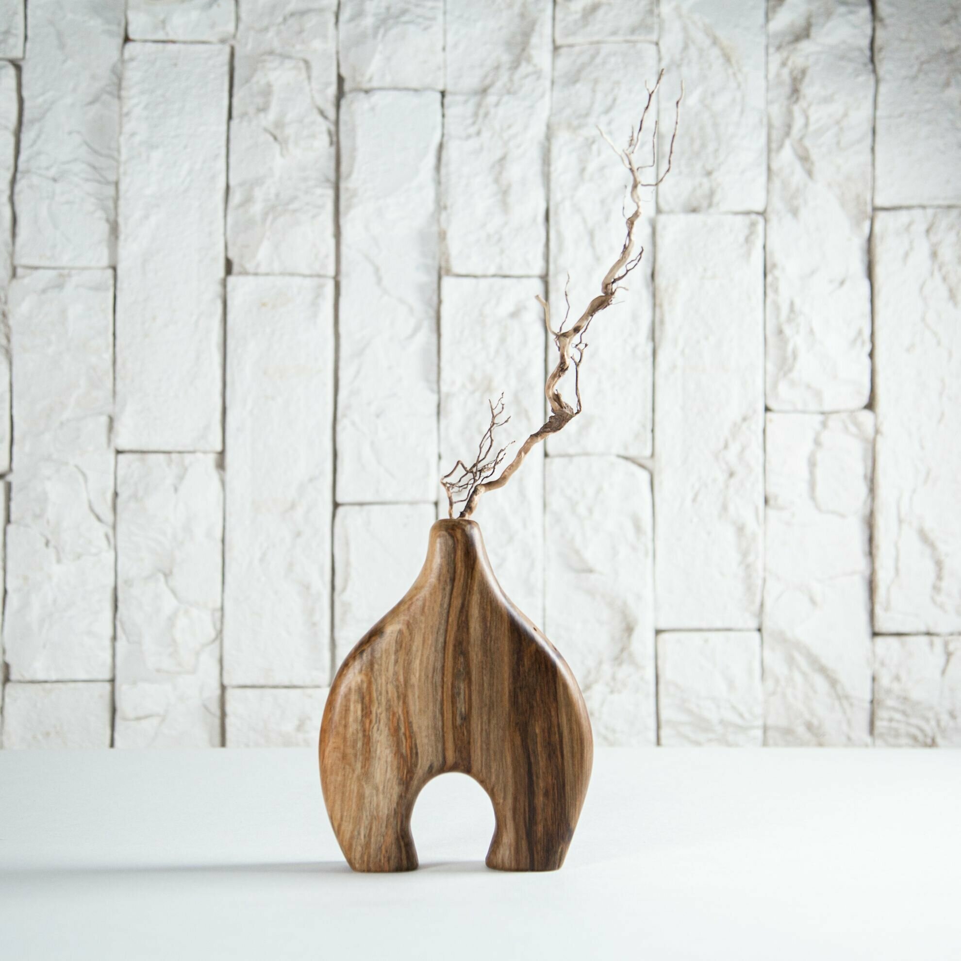 фото Ваза деревянная для сухоцветов 3KEDA, из серии "На ножках", 15 см, 1 шт