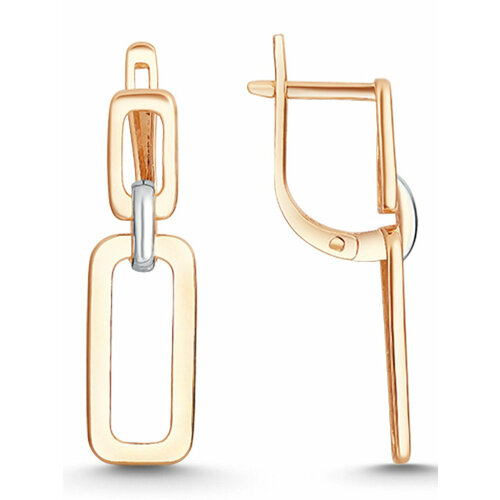 Серьги VOROBYEVA геометрия, красное золото, 585 проба, длина 2.8 см, красный, розовый