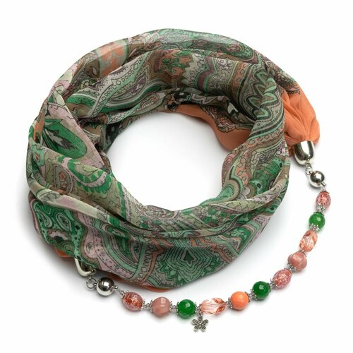 фото Платок foxtrot,80х80 см, оранжевый, зеленый