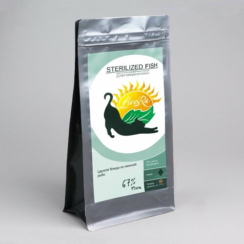 LiveRA Полнорационный сухой корм для стерилизованных кошек STERILIZED Fish, 10 кг - Царское блюдо из нежной рыбы