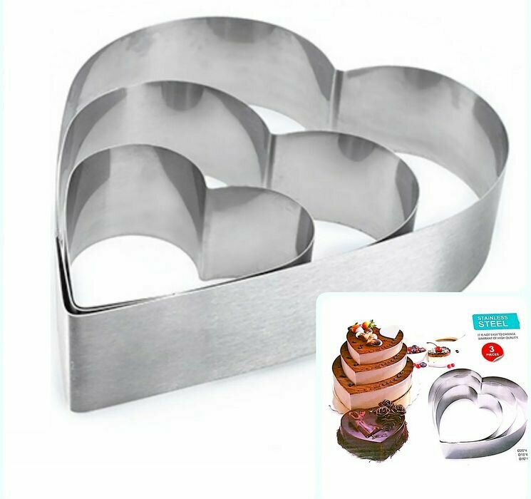 фото Форма для выпечки и салатов, сердце, набор 3шт