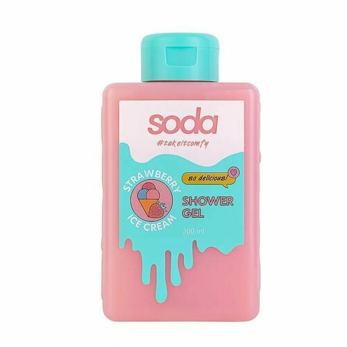 soda soda сияющие гидрогелевые патчи для лица cola graceface SODA Гель для душа #takeitcomfy STRAWBERRY ICE CREAM 300 мл