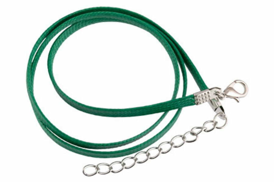 Шнурок вощеный ZLATKA с замком, плоский, зеленый, 4мм, 45см, 1шт