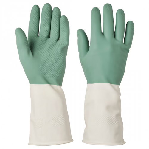 Перчатки хозяйственные для чистки латексные RINNIG, зеленые