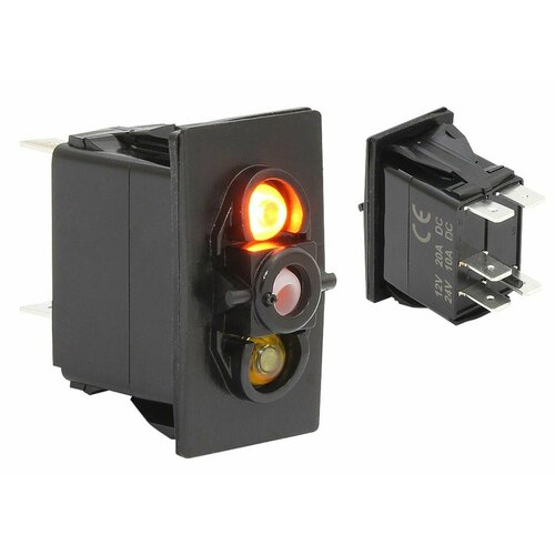 Клавишный выключатель, 2 светодиода, двухпозиционный с возвратной пружиной, без клавиши (10264194)