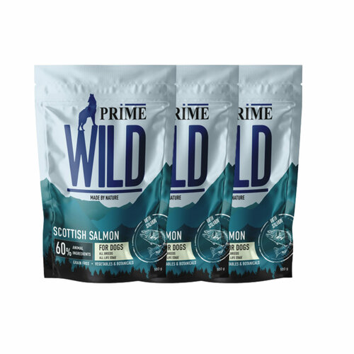 фото Prime wild gf scottish с лососем 500гр д/щенков и собак всех пород х 3 шт.