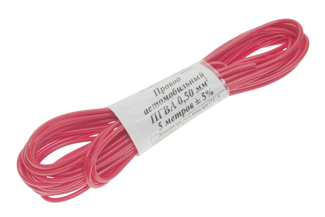фото Провод монтажный ПГВА 5м (сечение 0.5 кв. мм) красный аэнк