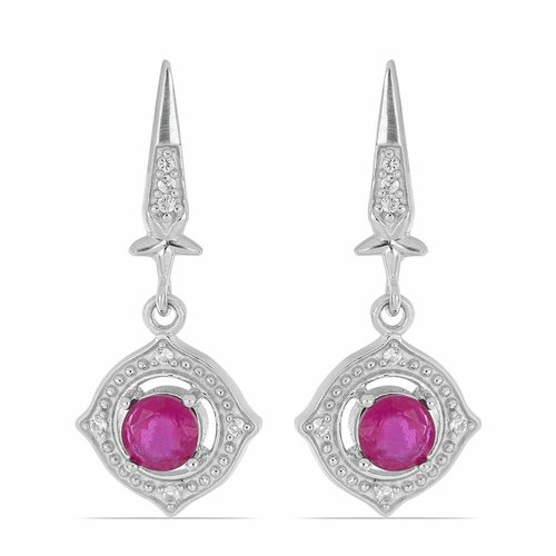 Серьги  Ювелирия, серебро, 925 проба, рубин, топаз, красный