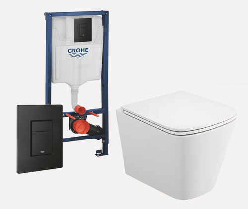 Изображение товара Комплект 3 в 1 инсталляция Grohe Rapid SL + Унитаз подвесной Enio Binario Tornado + кнопка черная