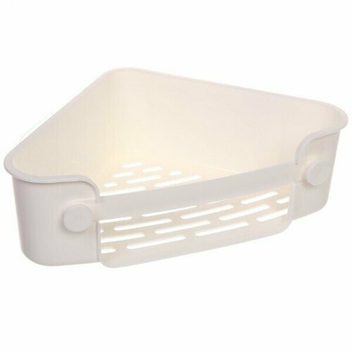 Полка для ванны угловая с липким слоем Стайл белая 26х19х75см 569₽