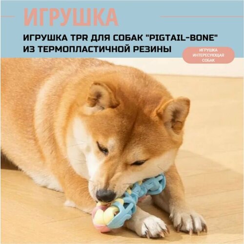 Игрушка TPR для собак Pigtail-Bone из термопластичной резины - это прочная игрушка, с которой собаки могут играть и жевать, помогают очищать зубы и способствуют здоровому жеванию