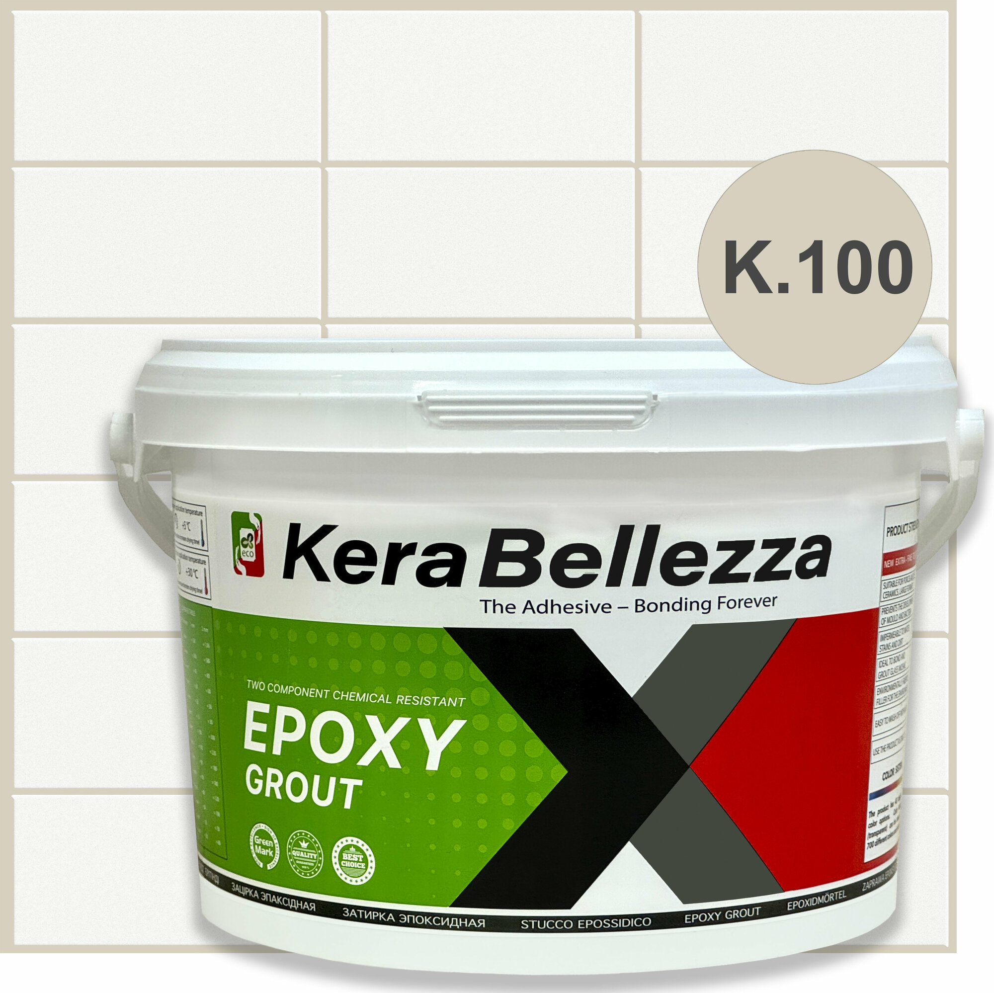 Затирка для плитки двухкомпонентная на эпоксидной основе KeraBellezza Design (1кг) К.100
