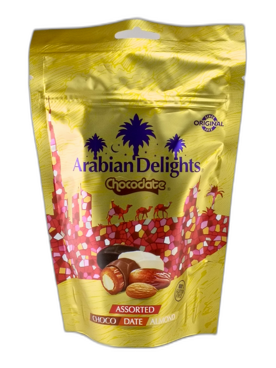 Финики с миндалём в шоколадной глазури "Arabian Delights" 90 грамм - фотография № 1