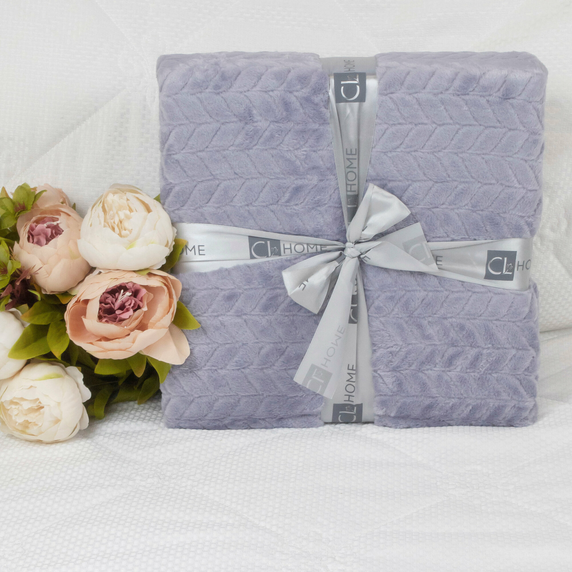 фото Плед евро 200х220, покрывало на кровать и диван CL HOME Kolosok, пушистый с узором, велсофт