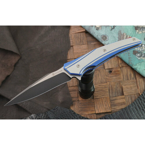 фото Складной нож maxace ranger (бело-синяя g10, клинок черный стоунвош, xw42) mrg06