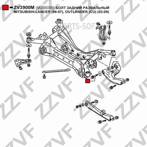 ZZVF ZV3900M болт задний развальный MITSUBISHI LANCER (96-07), OUTLANDER (CU) (03-09) (--, РО