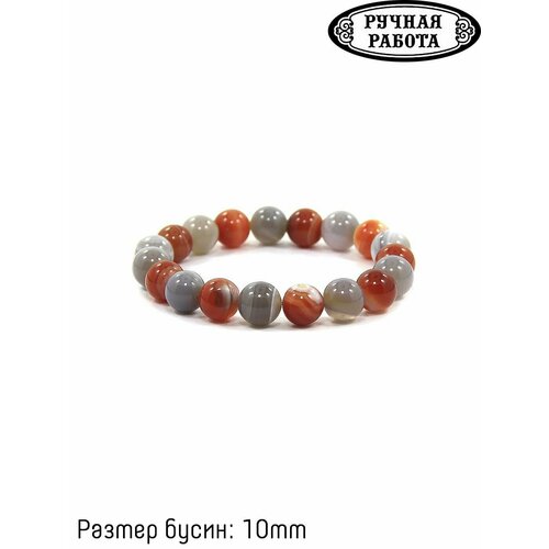 фото Браслет, агат, размер 19 см, коричневый, серый нет бренда