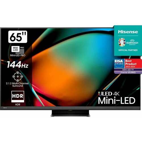 75 телевизор hisense 75a6bg 4k ultra hd черный смарт тв vidaa 65 Телевизор Hisense 65U8KQ, MiniLED, 4K Ultra HD, темно-серый, смарт ТВ, VIDAA