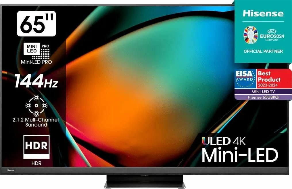 65" Телевизор Hisense 65U8KQ, MiniLED, 4K Ultra HD, темно-серый, смарт ТВ, VIDAA