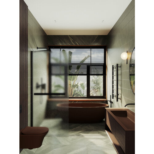 Душевая перегородка MaybahGlass Walk In 79х195 MGD-731-6ш с полотенцедержателем, стекло сатин, профиль черный