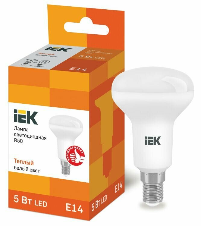 Лампа светодиодная (LED) с отражателем R50 Е14 5Вт 450лм 3000К 230В матов. IEK