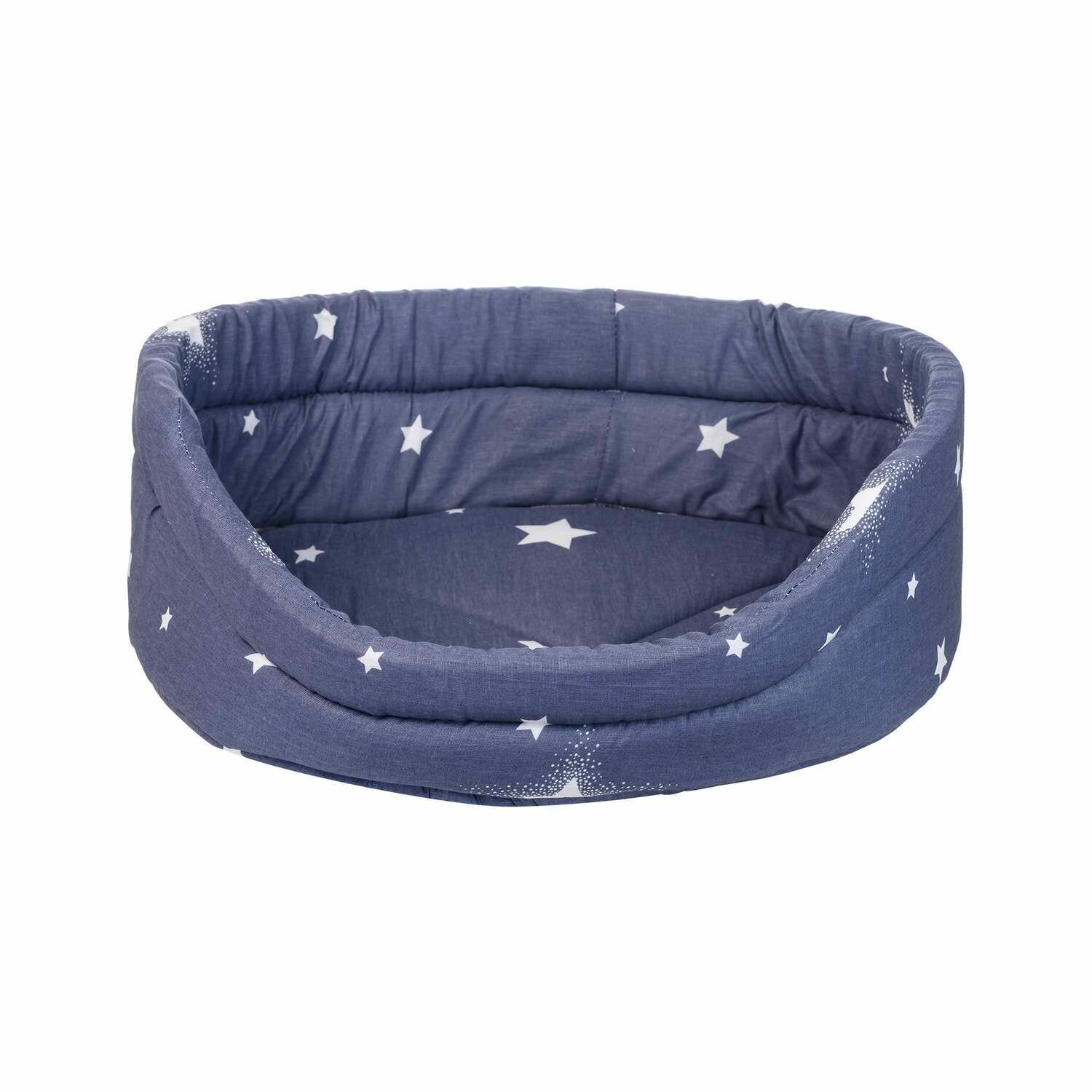 Лежак для собак и кошек PETMIL с бортиком 50х40 см Звездное небо синее