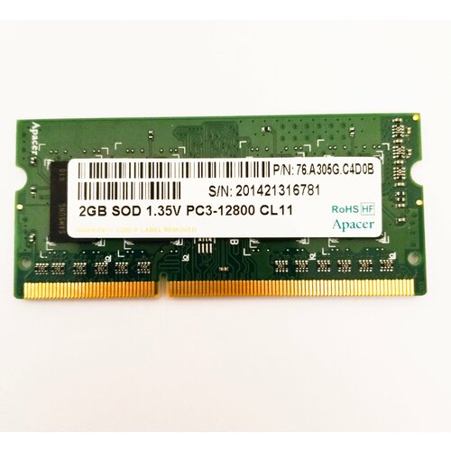 Модуль памяти DDR3L SODIMM 2GB SOD 135V PC3-12800 CL11 1600MHz 39000₽