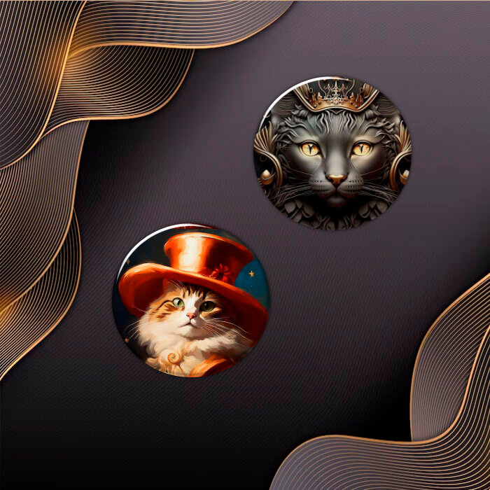 Комплект значков ФАРТОVЫЙ Значки на одежду с кошками 2 шт комплект подарочный, 2 шт.