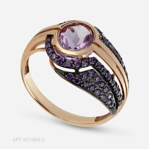 Кольцо АЛЕКСАНДРА Кольцо из золота кл1969-3, красное золото, 585 проба, размер 17.5, сиреневый