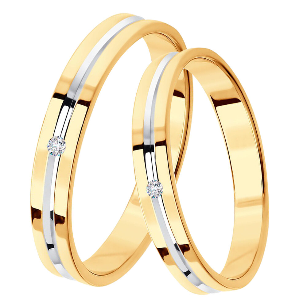 Кольцо обручальное Diamant online, красное золото, 585 проба, бриллиант