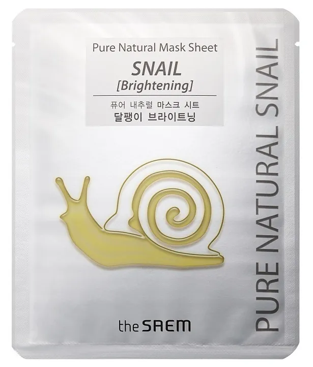 Маска тканевая улиточная осветляющая The Saem Pure Natural Mask Sheet Snail Brightening, 5 шт