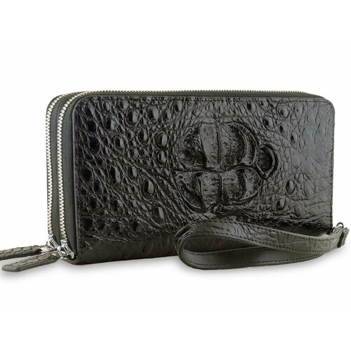 Сумка клатч Exotic Leather, фактура под рептилию, черный