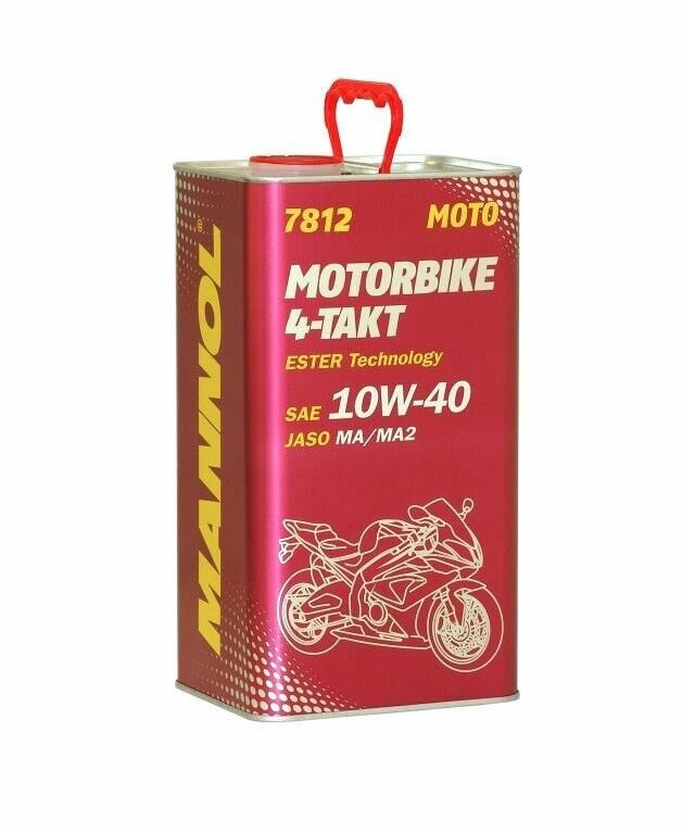 Синтетическое моторное масло Mannol 7812 Motorbike 4-Takt, 4 л (пластик)
