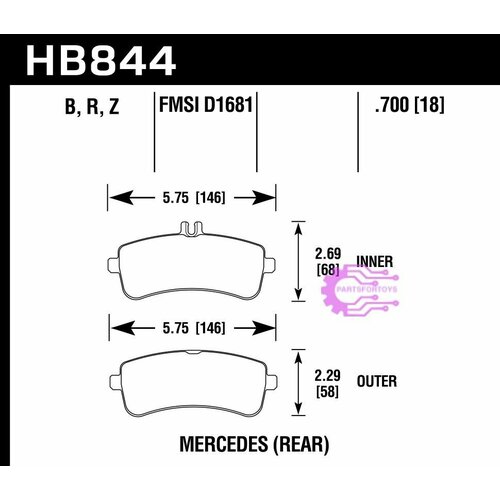 Колодки тормозные HB844B.700 задние AMG GT, SL 63AMG 2012-> ;
