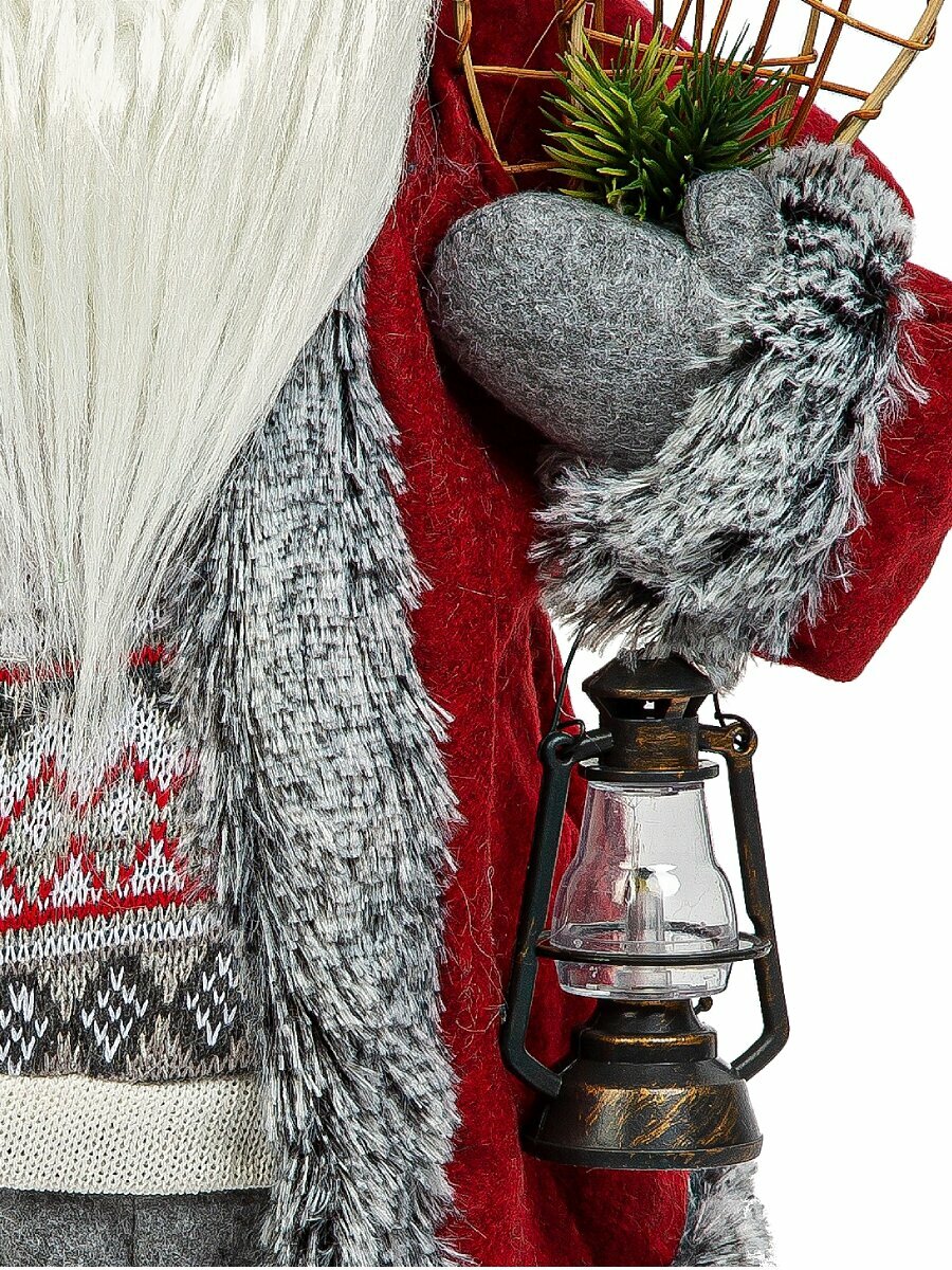 Фигурка дед мороз пластик/текстиль красный/серый Noname - фото №13