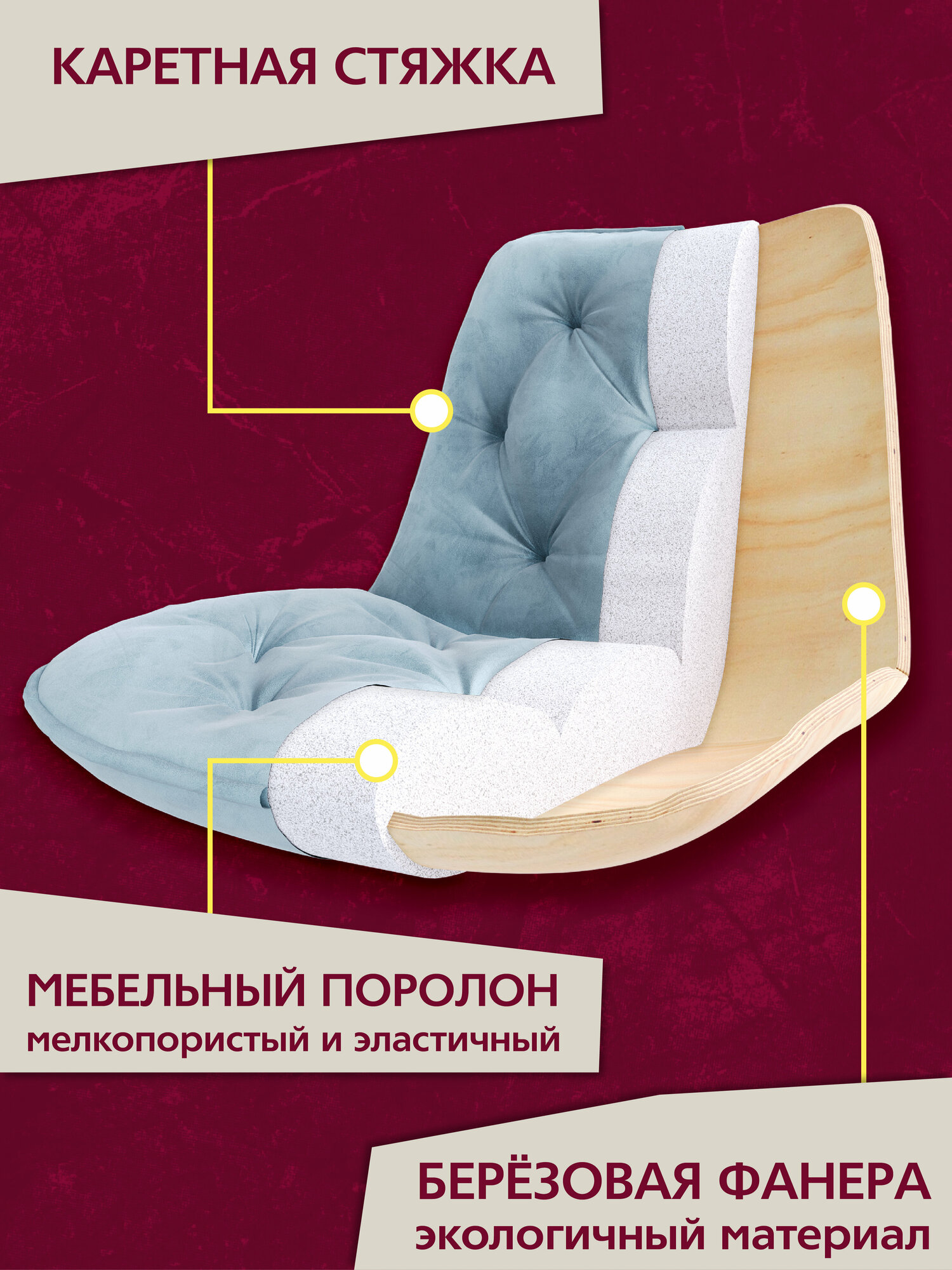 СтолБери Комплект из 2-х стульев на кухню 2109, мягкие кресла в стловую, в спальню в цвете тиффани — фото 1