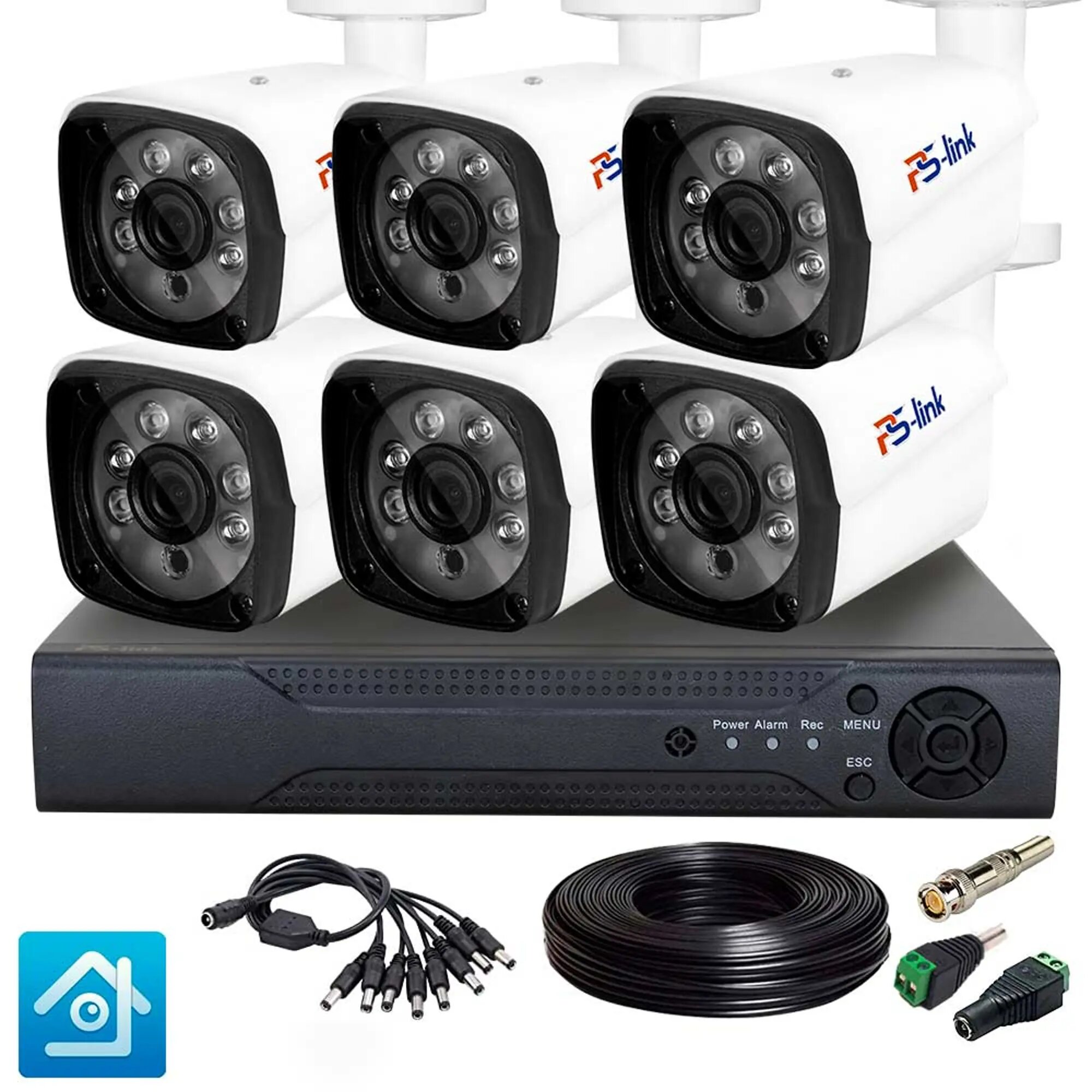 Комплект видеонаблюдения AHD Ps-Link KIT-C207HD 7 уличных 2Мп камер — фото 8
