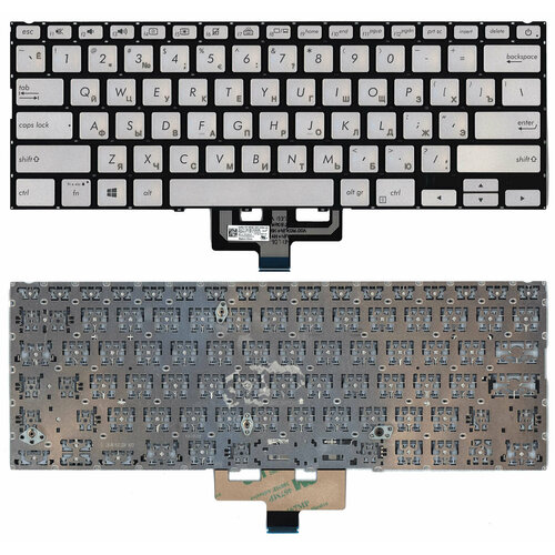 Клавиатура для ноутбука Asus ZenBook UX433FA серебристая с подсветкой клавиатура для asus zenbook ux433fn ноутбука с подсветкой